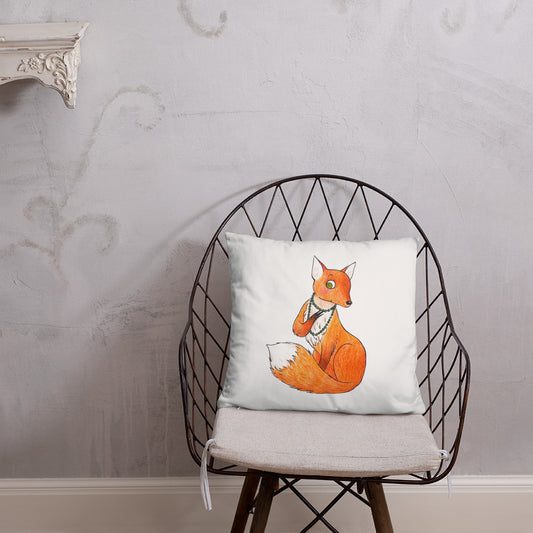 One Line Fox Pillow