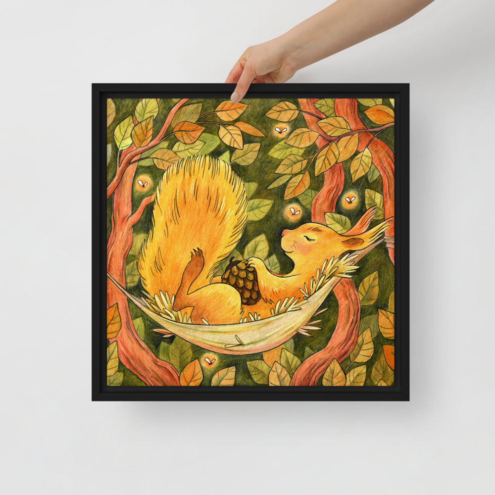 Cinnamon Squirrel Framed Canvas