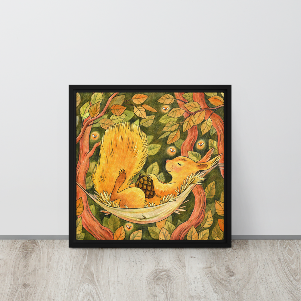 Cinnamon Squirrel Framed Canvas