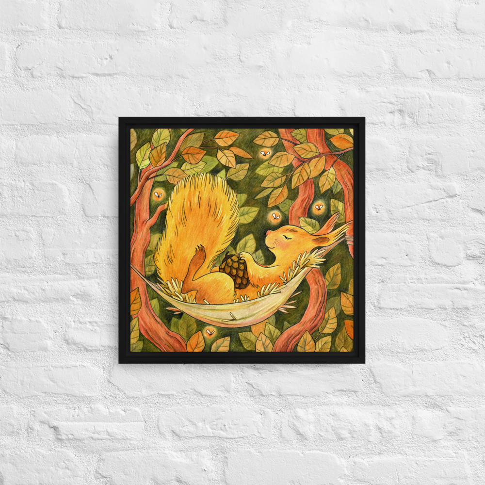 Cinnamon Squirrel Framed Canvas