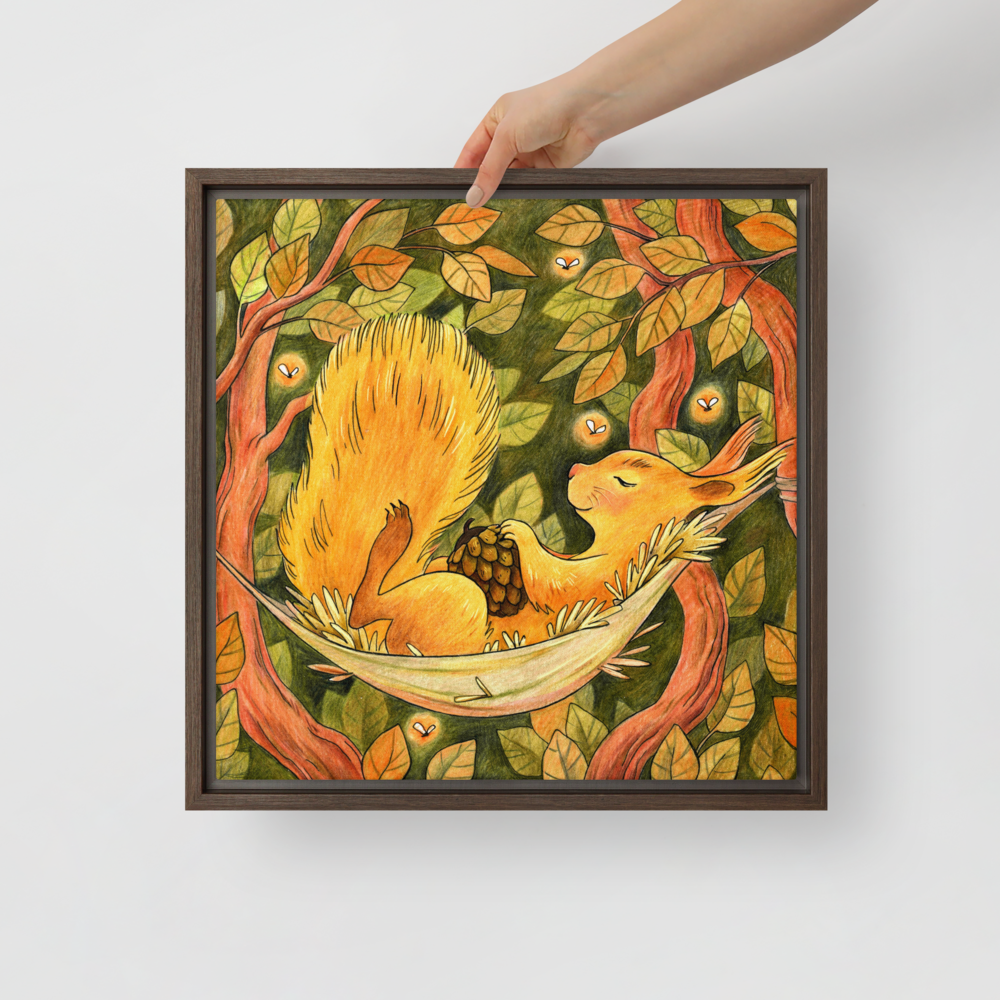 Cinnamon Squirrel Framed Canvas