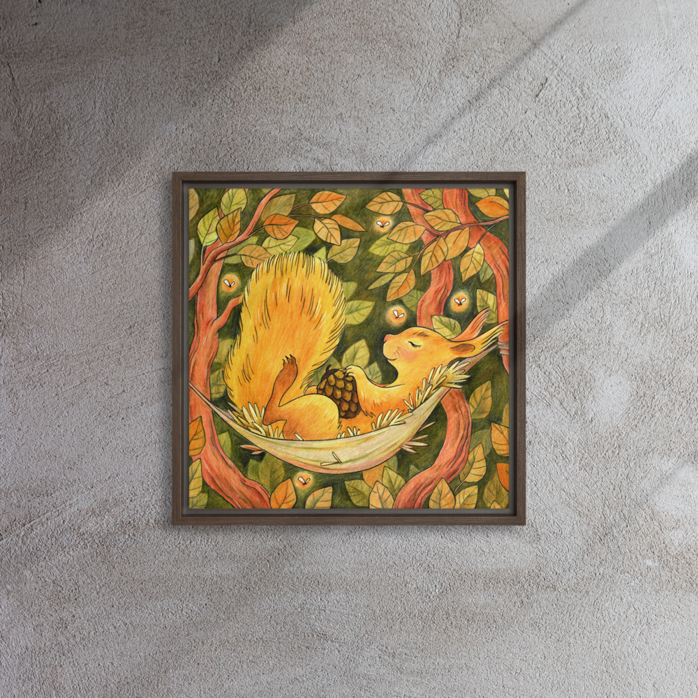 Cinnamon Squirrel Framed Canvas