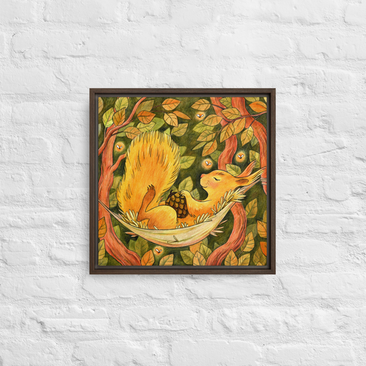 Cinnamon Squirrel Framed Canvas