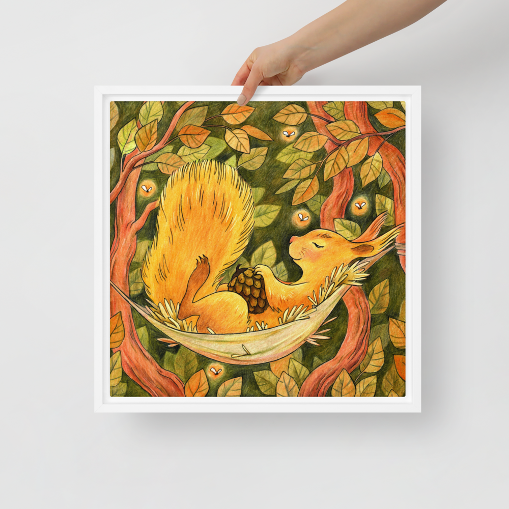 Cinnamon Squirrel Framed Canvas