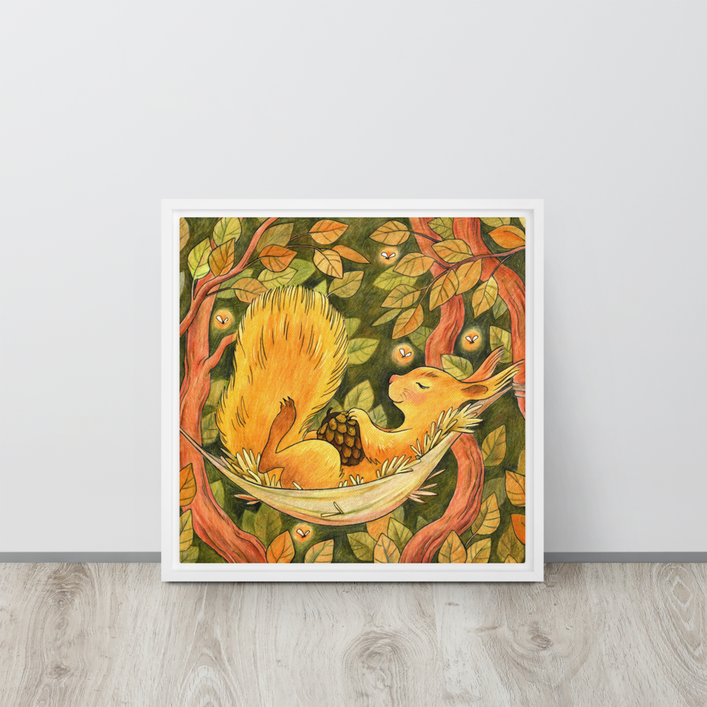 Cinnamon Squirrel Framed Canvas