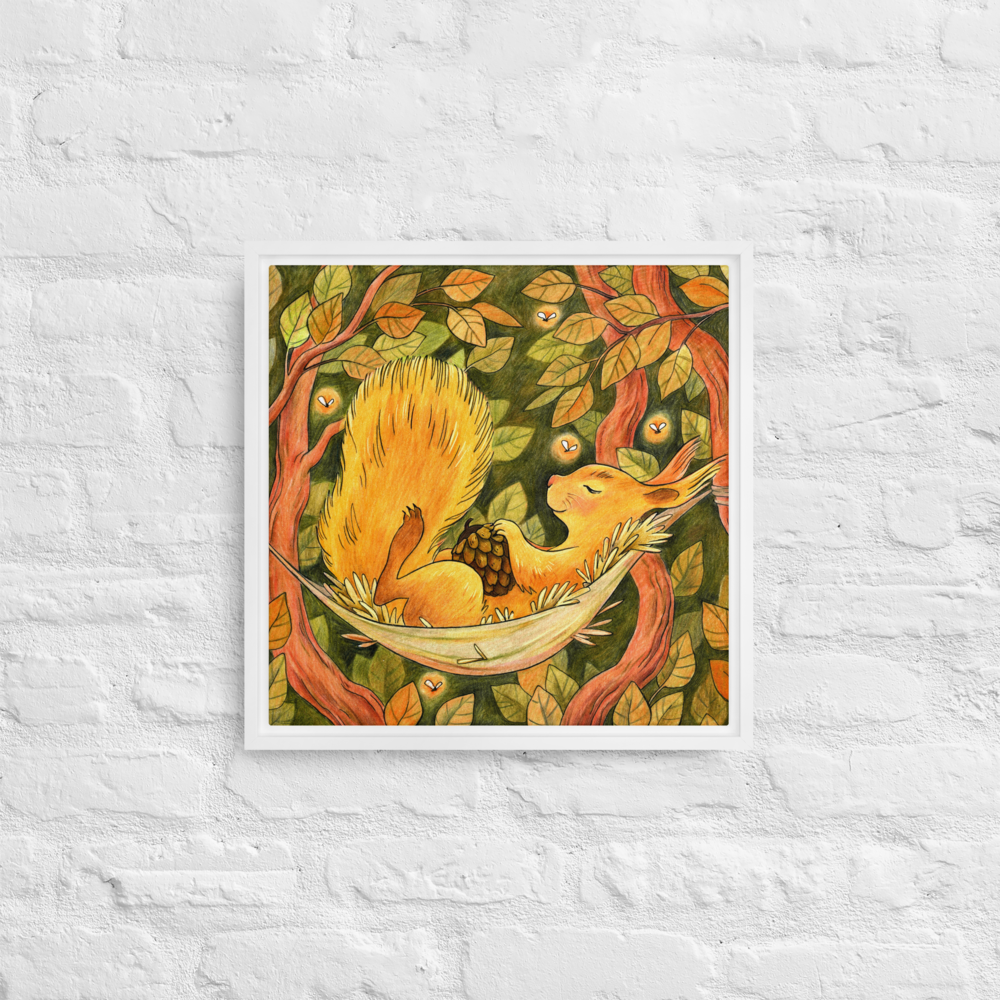 Cinnamon Squirrel Framed Canvas